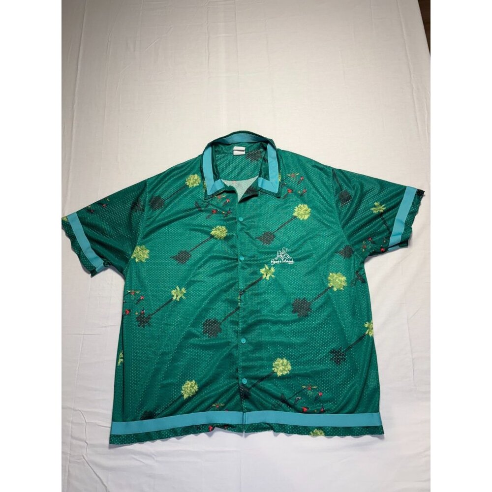 Nike Basketball Dri-Fit Shirt Mens XL Green Jersey Button Up Hoops Island